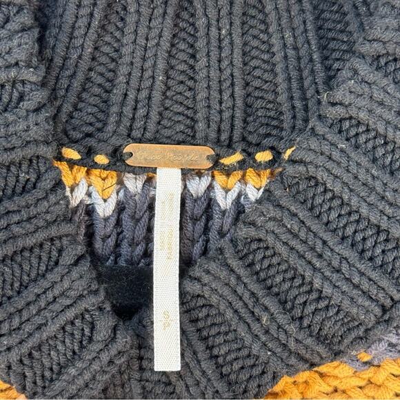 Free People Chunky Striped Open Knit Cotton Blend Sweater Women’s Size Small - Picture 7 of 8